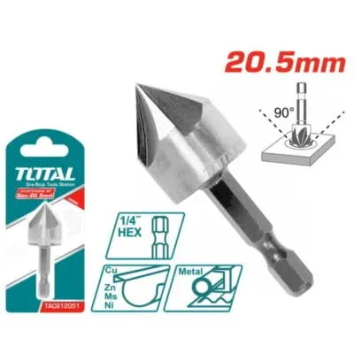 Φρεζοτρύπανο Μετάλλου Total 20.5mm HSS με γωνία 90°