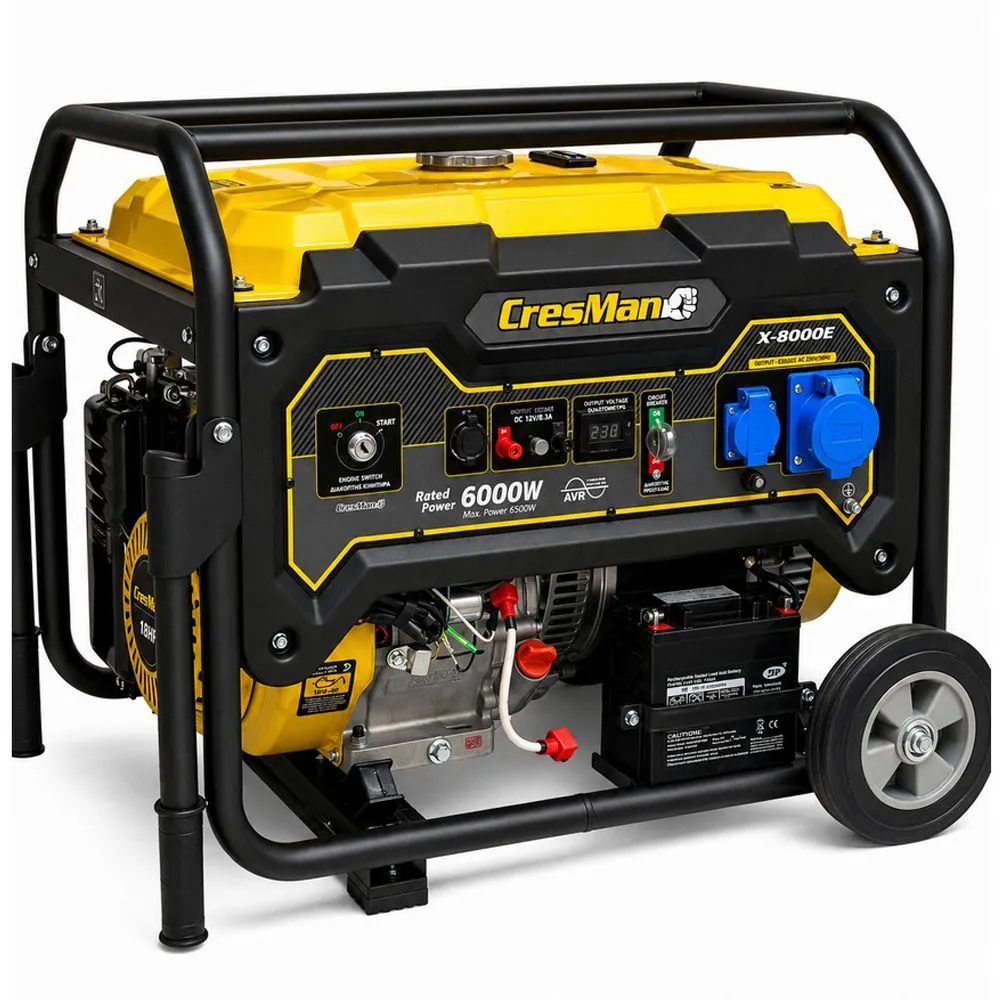 Γεννήτρια βενζίνης Cresman X-8000E με μίζα και μέγιστη ισχύ 6,5kW