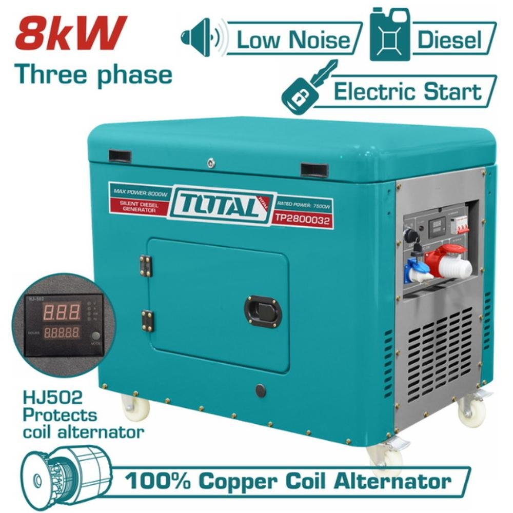 Ηλεκτρογεννήτρια Diesel Total 8000W TP2800032 Ηλεκτρογεννήτρια Diesel Total 8000W TP2800032 τριφασική